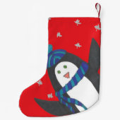 Cute Winter Penguin Small Kerstmis Stocking Kleine Kerstsok (Achterkant)