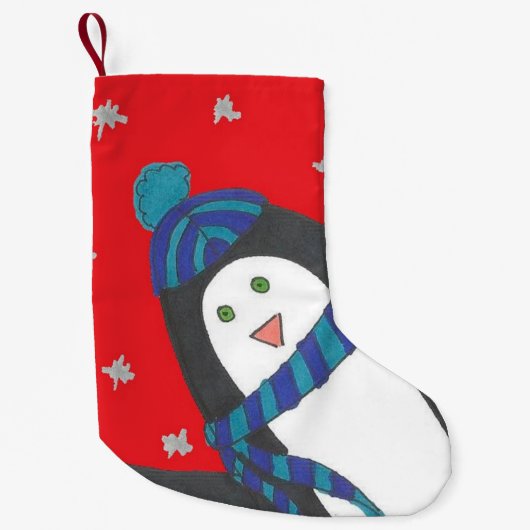 Cute Winter Penguin Small Kerstmis Stocking Kleine Kerstsok (Voorkant)
