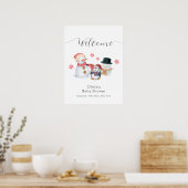 Cute Winter Penguin Snowman Baby Shower Welcome  Poster (Keuken)