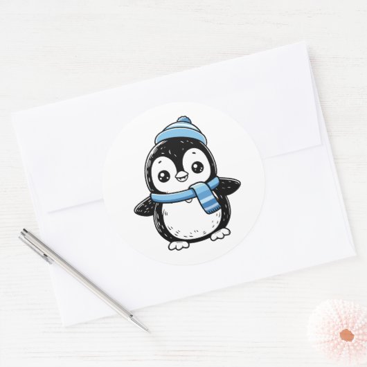 Cute Winter Penguin Sticker | Penguin with Hat  (Envelop)