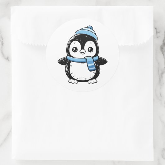 Cute Winter Penguin Sticker | Penguin with Hat (Tas)