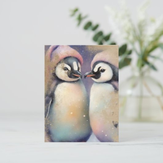Cute Winter Penguins Briefkaart (Staand voorkant)