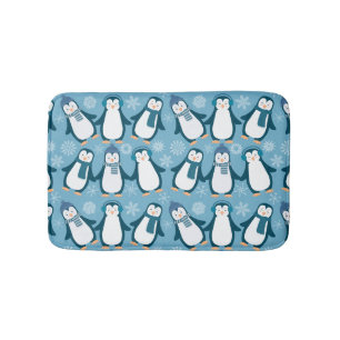 Cute Winter Penguins Design Badmat