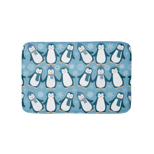 Cute Winter Penguins Design Badmat (Voorkant)