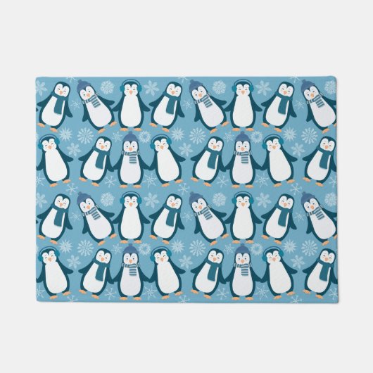 Cute Winter Penguins Design Deurmat (Voorkant)