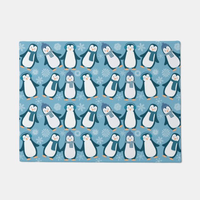 Cute Winter Penguins Design Deurmat (Voorkant)
