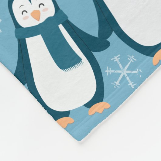 Cute Winter Penguins Design Fleece Deken (Hoek)