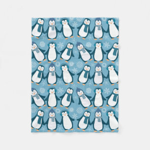 Cute Winter Penguins Design Fleece Deken