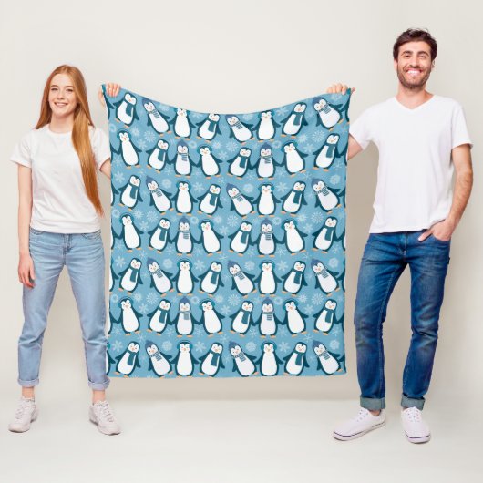 Cute Winter Penguins Design Fleece Deken (In situ)