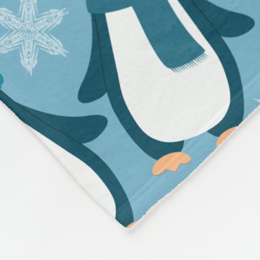 Cute Winter Penguins Design Fleece Deken (Hoek)