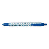 Cute Winter Penguins Design Voeg naam toe Blauwe Inkt Pen (Achterkant)