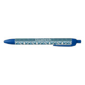Cute Winter Penguins Design Voeg naam toe Blauwe Inkt Pen (Bodem)