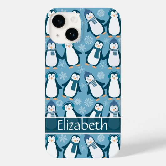 Cute Winter Penguins Design Voeg naam toe Case-Mate iPhone Case (Achterkant)