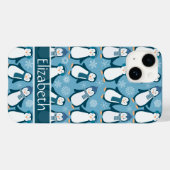 Cute Winter Penguins Design Voeg naam toe Case-Mate iPhone Case (Achterkant (horizontaal))