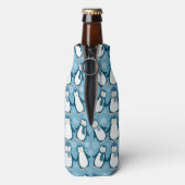 Cute Winter Penguins Design Voeg naam toe Flesjeskoeler (Fles Achterkant)