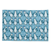 Cute Winter Penguins Design Voeg naam toe Kussensloop (Achterkant)
