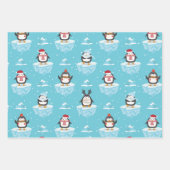Cute Winter Penguins in Drie Patronen Inpakpapier Vel (Voorkant 2)