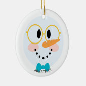 Cute Winter Personalized Snowman Face Kerstmis Keramisch Ornament (Rechts)