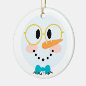 Cute Winter Personalized Snowman Face Kerstmis Keramisch Ornament (Links)