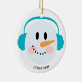 Cute Winter Personalized Snowman Face Kerstmis Keramisch Ornament (Rechts)