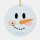 Cute Winter Personalized Snowman Face Kerstmis Keramisch Ornament (Voorkant)