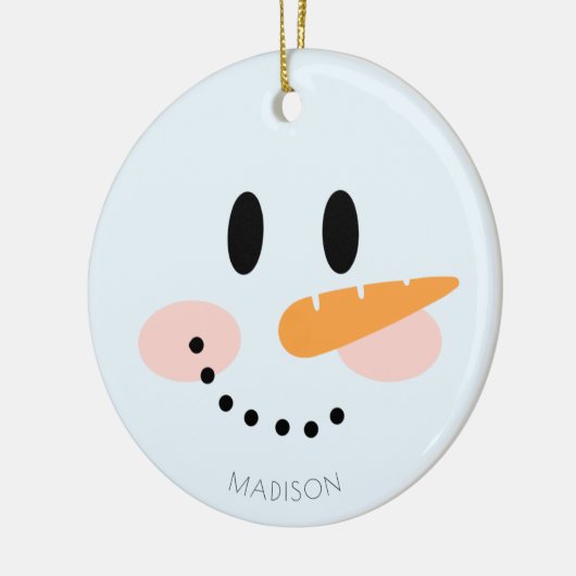 Cute Winter Personalized Snowman Face Kerstmis Keramisch Ornament (Links)