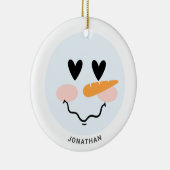 Cute Winter Personalized Snowman Face Kerstmis Keramisch Ornament (Rechts)
