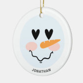 Cute Winter Personalized Snowman Face Kerstmis Keramisch Ornament (Links)