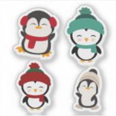 Cute Winter Pinguïn Kawaii Sticker Set (Voorkant)