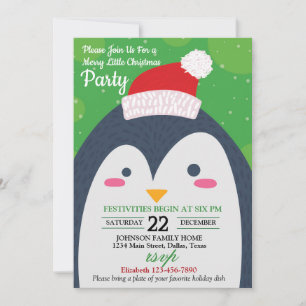 Cute Winter Pinguïn Kerstfeest Uitnodiging