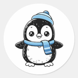 Cute Winter Pinguïn Sticker Pinguïn met Hoed