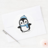 Cute Winter Pinguïn Sticker | Pinguïn met Hoed  (Envelop)