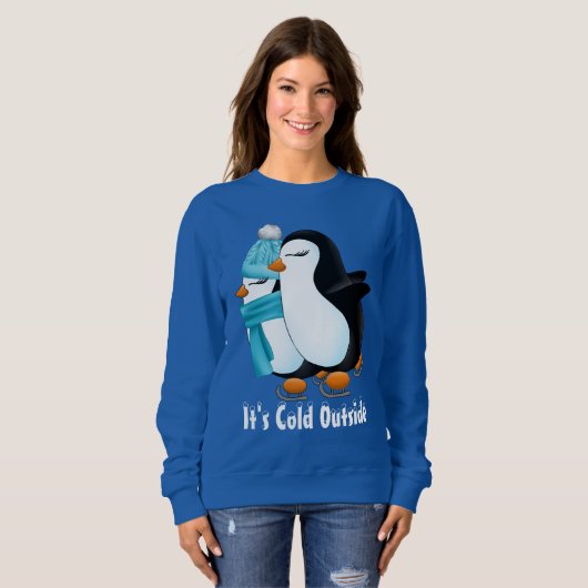 Cute Winter pinguins koud buiten sweater (Voorkant volledig)