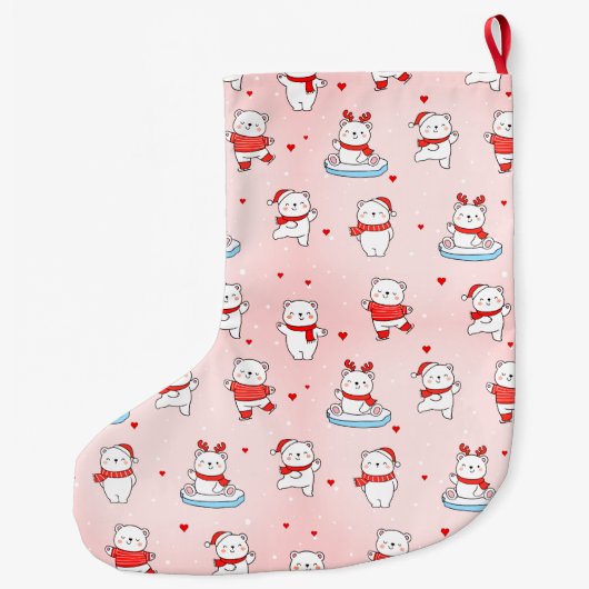 Cute Winter Polar Bear Christmas Grote Kerstsok (Achterkant)