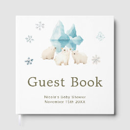 Cute Winter Polar Bears Baby Shower Gastenboek