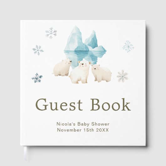Cute Winter Polar Bears Baby Shower Gastenboek (Voorkant)