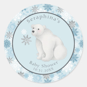 Cute Winter Polar Beer Baby shower Ronde Sticker