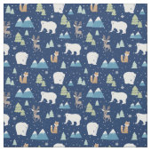 Cute Winter Polar Beer Blue Kerstfeestdag Stof (Swatch)