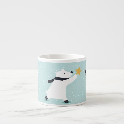 Cute Winter Polar Beer en Snowman Art Espresso Kop (Voorkant)