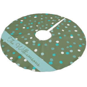 Cute Winter Polka Dots Spots Green gepersonaliseer Kerstboom Rok