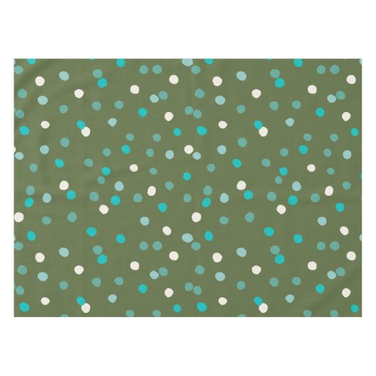 Cute Winter Polka Dots Spots Spots in Green en Bla Tafelkleed (Voorkant (Horizontaal))