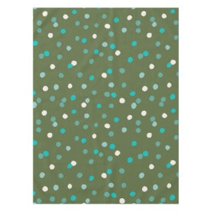 Cute Winter Polka Dots Spots Spots in Green en Bla Tafelkleed