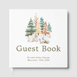 Cute Winter Rabbits Baby Shower Guest Book Gastenboek
