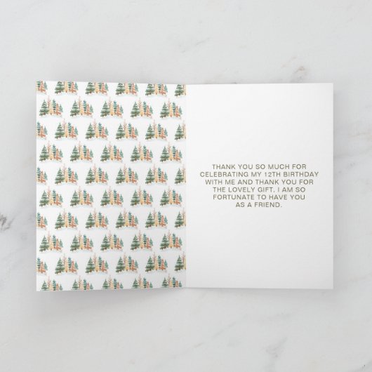 Cute Winter Rabbits Birthday Party Bedankkaart (Binnen)