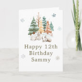 Cute Winter Rabbits Birthday Party Kaart (Voorkant)