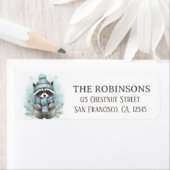 Cute Winter Raccoon Snowflake Return Address Label (Insitu)