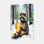 Cute Winter Raccoon with Gold Ornament Christmas (Voorkant links)