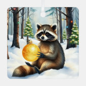 Cute Winter Raccoon with Gold Ornament Christmas (Voorkant)