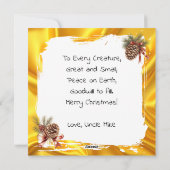 Cute Winter Raccoon with Gold Ornament Christmas Feestdagenkaart (Achterkant)