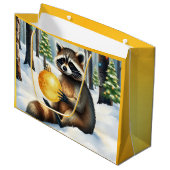 Cute Winter Raccoon with Gold Ornament Christmas Groot Cadeauzakje (Voorkant Gekanteld)